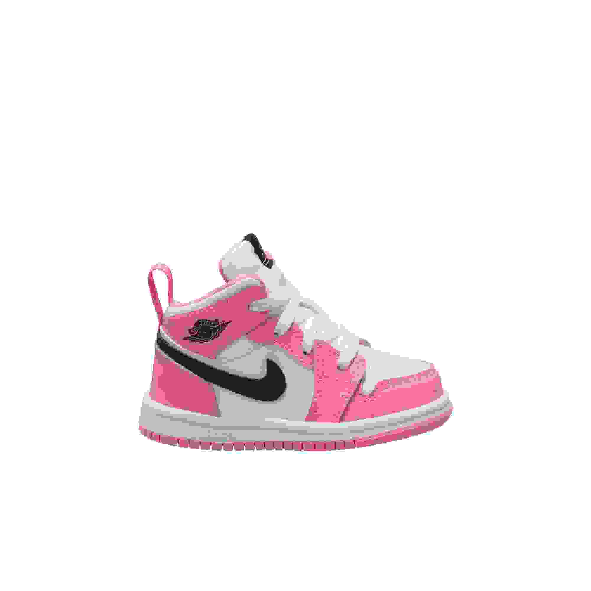 Jordan 1 Mid Toddler Girls' "Pink Gaze/Black/White" Shoe